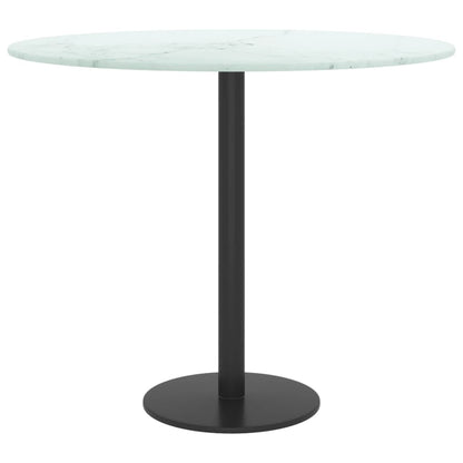 vidaXL Plateau de table Verre trempé aspect marbre Blanc Ø50x0,8 cm