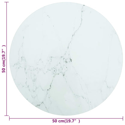 vidaXL Plateau de table Verre trempé aspect marbre Blanc Ø50x0,8 cm