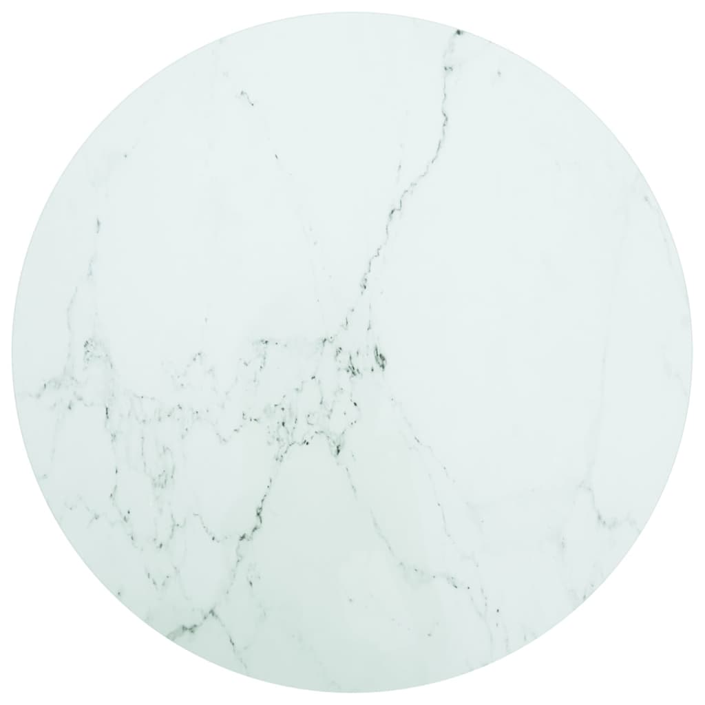 vidaXL Plateau de table Blanc Ø70x0,8 cm Verre trempé aspect marbre