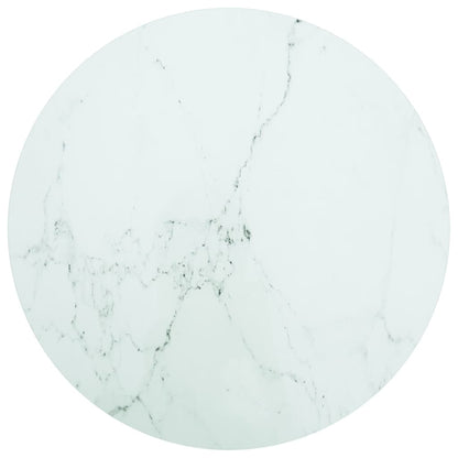 vidaXL Plateau de table Blanc Ø70x0,8 cm Verre trempé aspect marbre