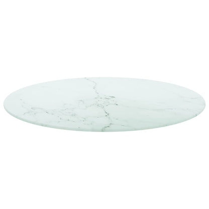 vidaXL Plateau de table Blanc Ø70x0,8 cm Verre trempé aspect marbre
