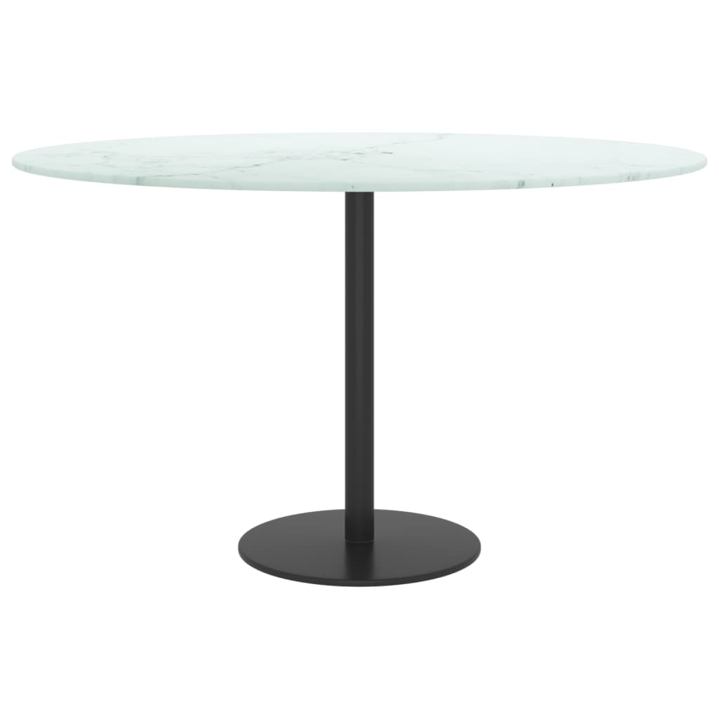 vidaXL Plateau de table Blanc Ø70x0,8 cm Verre trempé aspect marbre