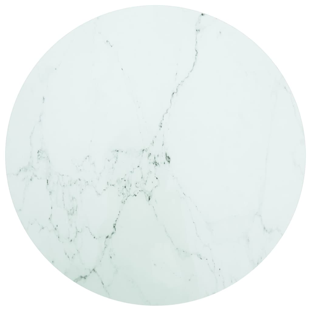 vidaXL Plateau de table Blanc Ø80x1 cm Verre trempé aspect marbre