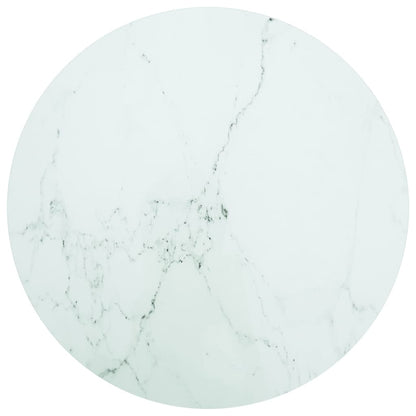 vidaXL Plateau de table Blanc Ø80x1 cm Verre trempé aspect marbre