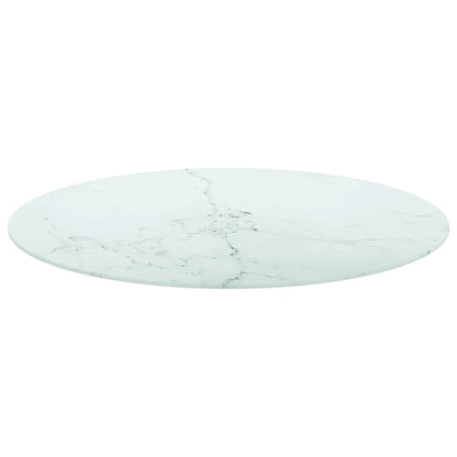 vidaXL Plateau de table Blanc Ø80x1 cm Verre trempé aspect marbre