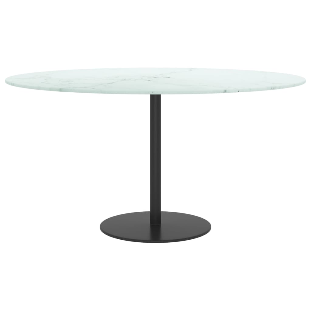vidaXL Plateau de table Blanc Ø80x1 cm Verre trempé aspect marbre