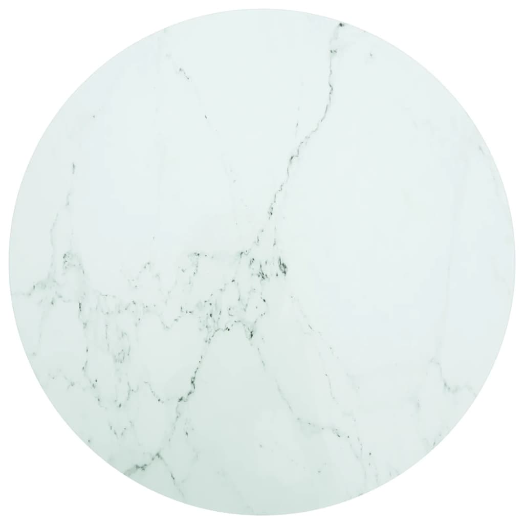 vidaXL Tischplatte Weiß Ø90x1 cm Hartglas in Marmoroptik