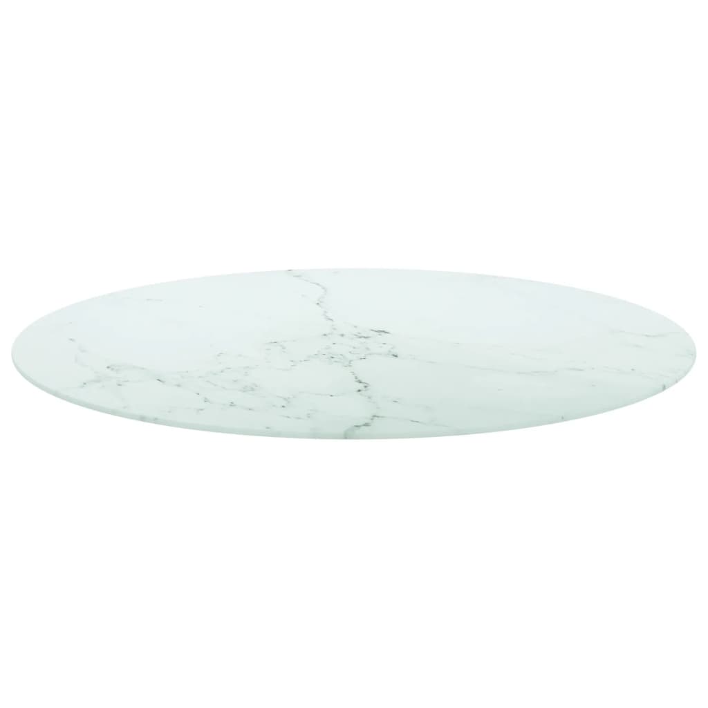 vidaXL Tischplatte Weiß Ø90x1 cm Hartglas in Marmoroptik