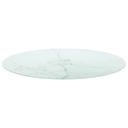 vidaXL Tischplatte Weiß Ø90x1 cm Hartglas in Marmoroptik