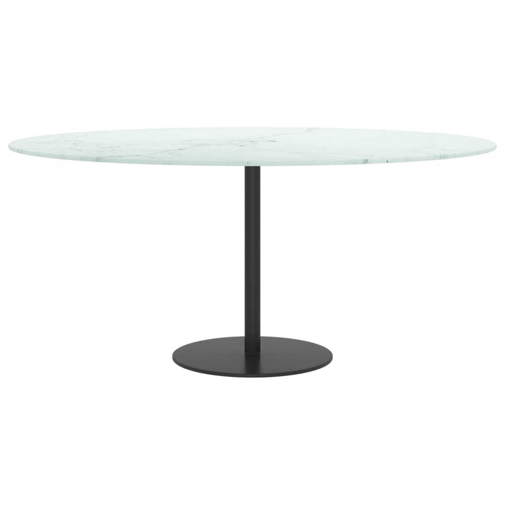 vidaXL Tischplatte Weiß Ø90x1 cm Hartglas in Marmoroptik