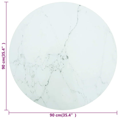 vidaXL Tischplatte Weiß Ø90x1 cm Hartglas in Marmoroptik