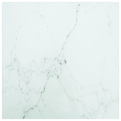 vidaXL Plateau de table Blanc 30x30 cm Verre trempé 6 mm aspect marbre