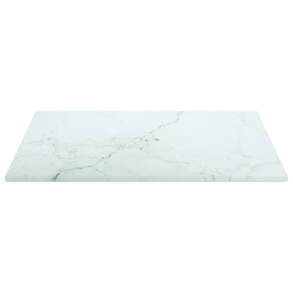 vidaXL Plateau de table Blanc 30x30 cm Verre trempé 6 mm aspect marbre