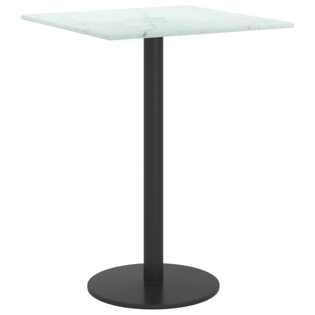vidaXL Plateau de table Blanc 30x30 cm Verre trempé 6 mm aspect marbre
