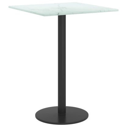 vidaXL Plateau de table Blanc 30x30 cm Verre trempé 6 mm aspect marbre