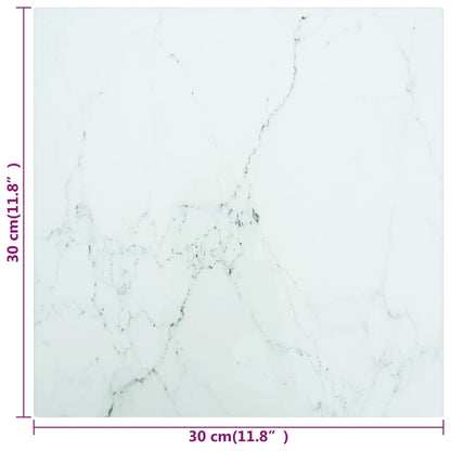 vidaXL Plateau de table Blanc 30x30 cm Verre trempé 6 mm aspect marbre