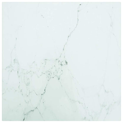 vidaXL Plateau de table Blanc 40x40 cm Verre trempé 6 mm aspect marbre