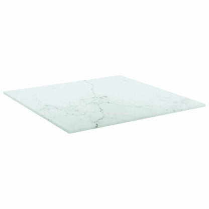 vidaXL Plateau de table Blanc 40x40 cm Verre trempé 6 mm aspect marbre