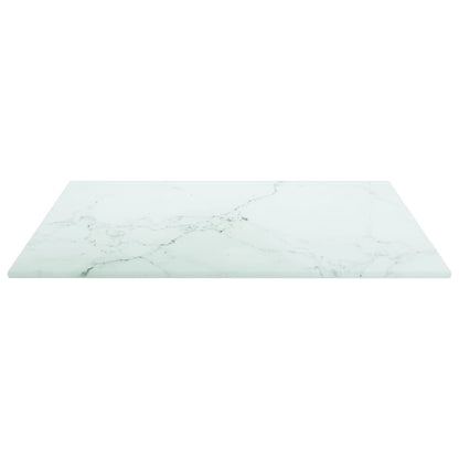 vidaXL Plateau de table Blanc 40x40 cm Verre trempé 6 mm aspect marbre