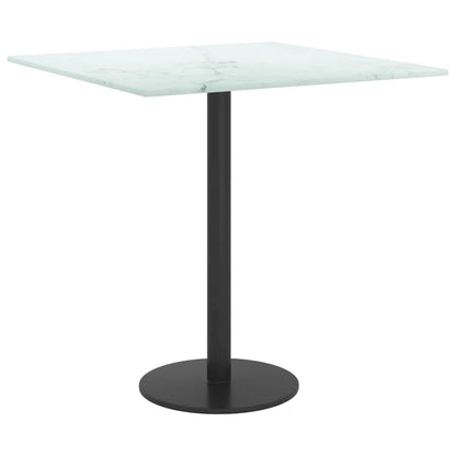 vidaXL Plateau de table Blanc 40x40 cm Verre trempé 6 mm aspect marbre