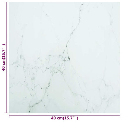 vidaXL Plateau de table Blanc 40x40 cm Verre trempé 6 mm aspect marbre
