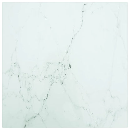 vidaXL Plateau de table Blanc 50x50 cm 6 mm Verre trempé aspect marbre