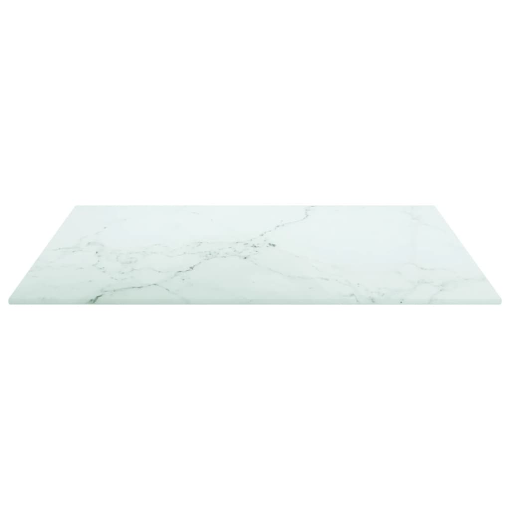 vidaXL Plateau de table Blanc 50x50 cm 6 mm Verre trempé aspect marbre