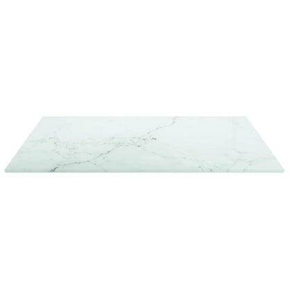 vidaXL Plateau de table Blanc 50x50 cm 6 mm Verre trempé aspect marbre
