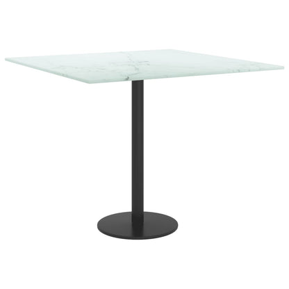 vidaXL Plateau de table Blanc 50x50 cm 6 mm Verre trempé aspect marbre