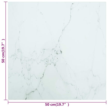 vidaXL Plateau de table Blanc 50x50 cm 6 mm Verre trempé aspect marbre