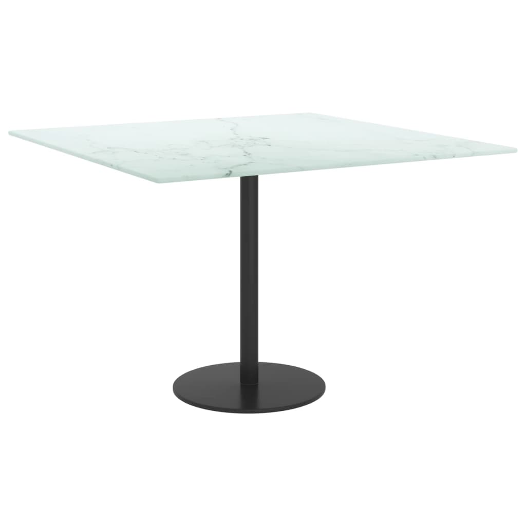 vidaXL Plateau de table Blanc 60x60 cm Verre trempé 6 mm aspect marbre