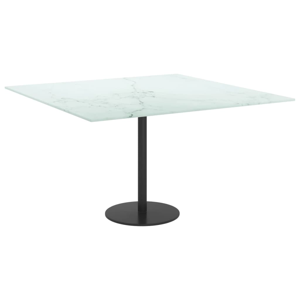 vidaXL Plateau de table Blanc 70x70 cm Verre trempé 6 mm aspect marbre