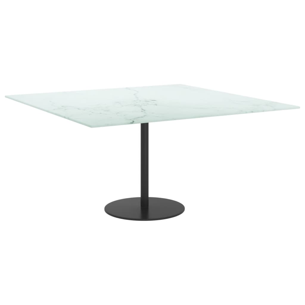 vidaXL Plateau de table Blanc 80x80 cm Verre trempé 6 mm aspect marbre
