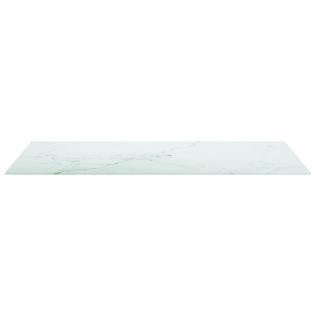 vidaXL Plateau de table Blanc 100x50 cm Verre trempé 6 mm aspect marbre