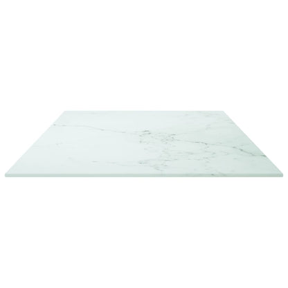 vidaXL Plateau de table Blanc 100x50 cm Verre trempé 6 mm aspect marbre
