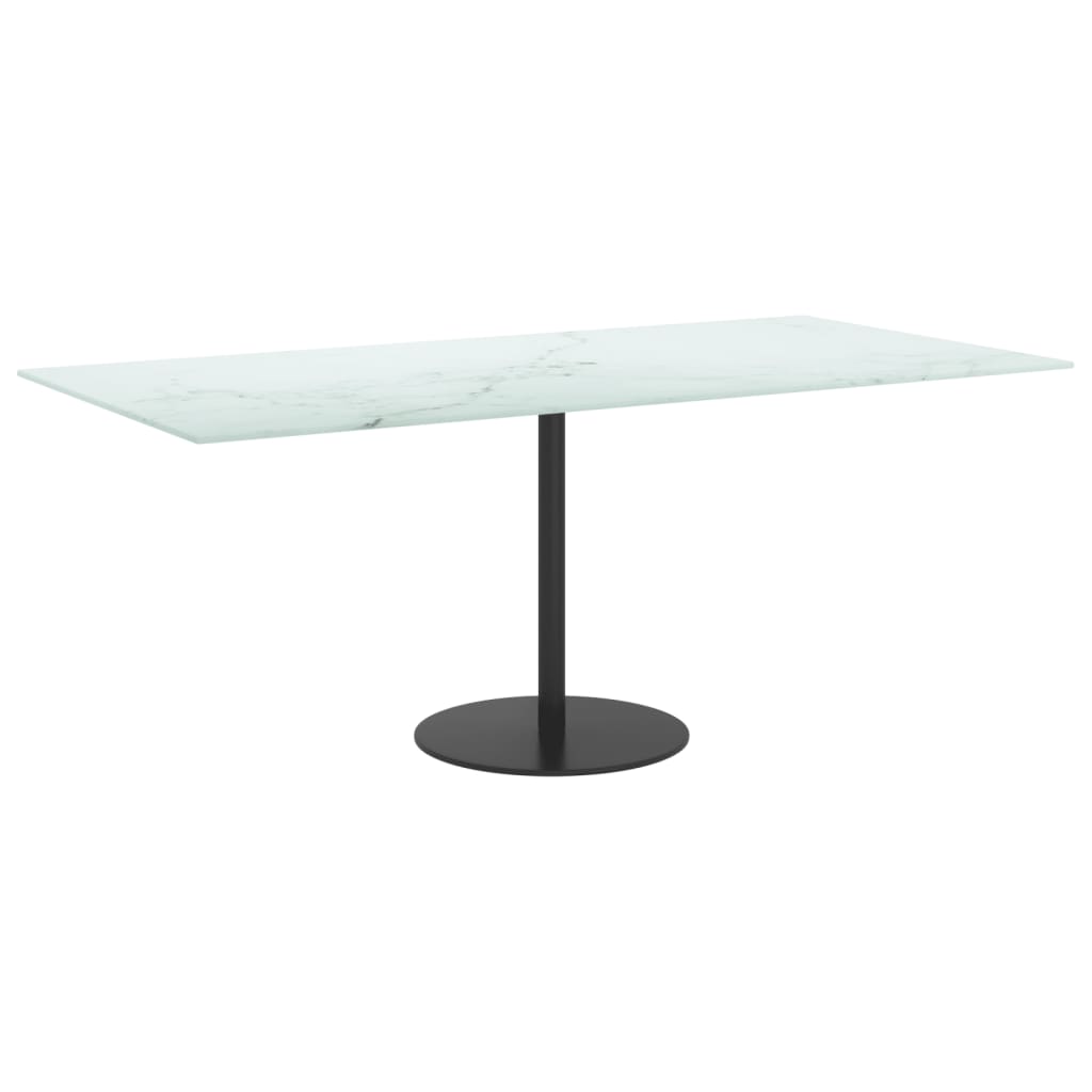 vidaXL Plateau de table Blanc 100x50 cm Verre trempé 6 mm aspect marbre