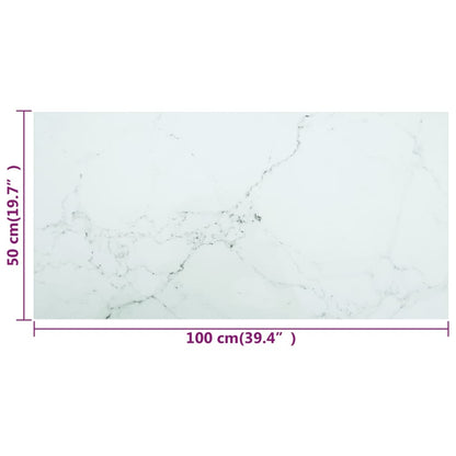 vidaXL Plateau de table Blanc 100x50 cm Verre trempé 6 mm aspect marbre