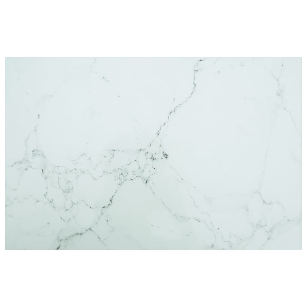vidaXL Plateau de table Blanc 100x62 cm Verre trempé 8 mm aspect marbre
