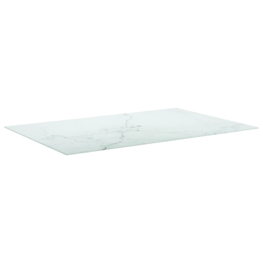 vidaXL Plateau de table Blanc 100x62 cm Verre trempé 8 mm aspect marbre