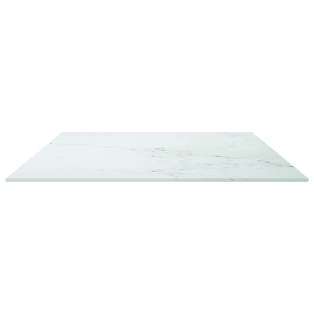 vidaXL Plateau de table Blanc 100x62 cm Verre trempé 8 mm aspect marbre