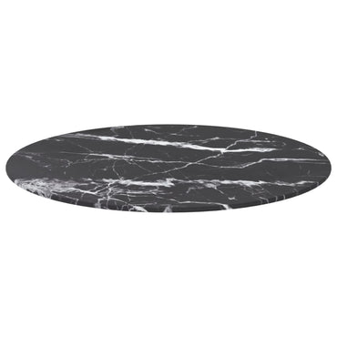 vidaXL Plateau de table noir Ø 60 x 0,8 cm en verre trempé aspect marbre