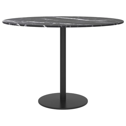 vidaXL Plateau de table noir Ø 60 x 0,8 cm en verre trempé aspect marbre