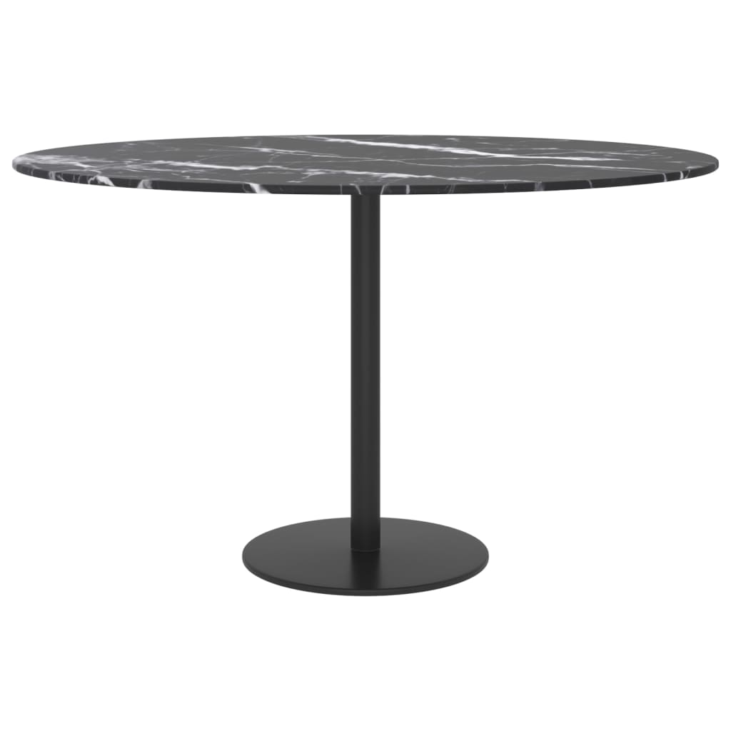 vidaXL Plateau de table noir Ø70x0,8 cm Verre trempé aspect marbre