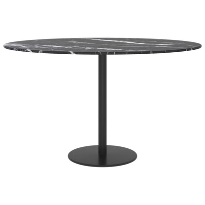 vidaXL Plateau de table noir Ø70x0,8 cm Verre trempé aspect marbre