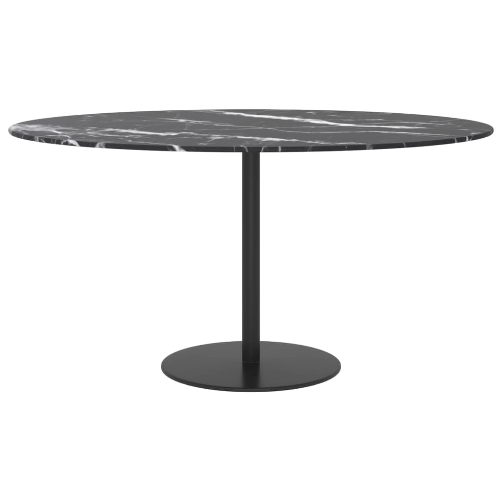 vidaXL Plateau de table noir Ø80x1 cm verre trempé effet marbre