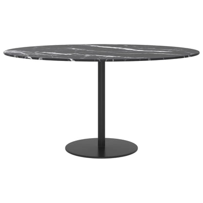vidaXL Plateau de table noir Ø80x1 cm verre trempé effet marbre