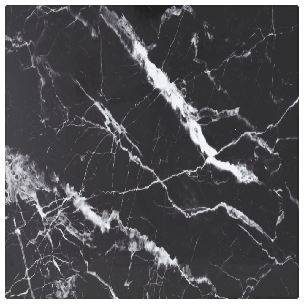 vidaXL Plateau de table noir 30x30 cm en verre trempé 6 mm aspect marbre
