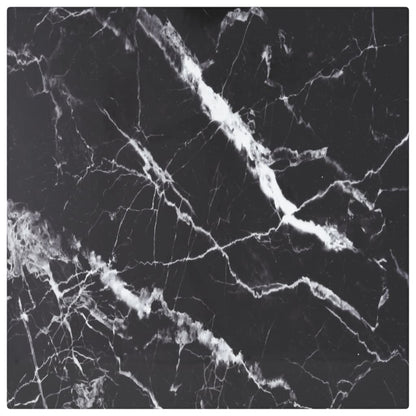vidaXL Plateau de table noir 30x30 cm en verre trempé 6 mm aspect marbre