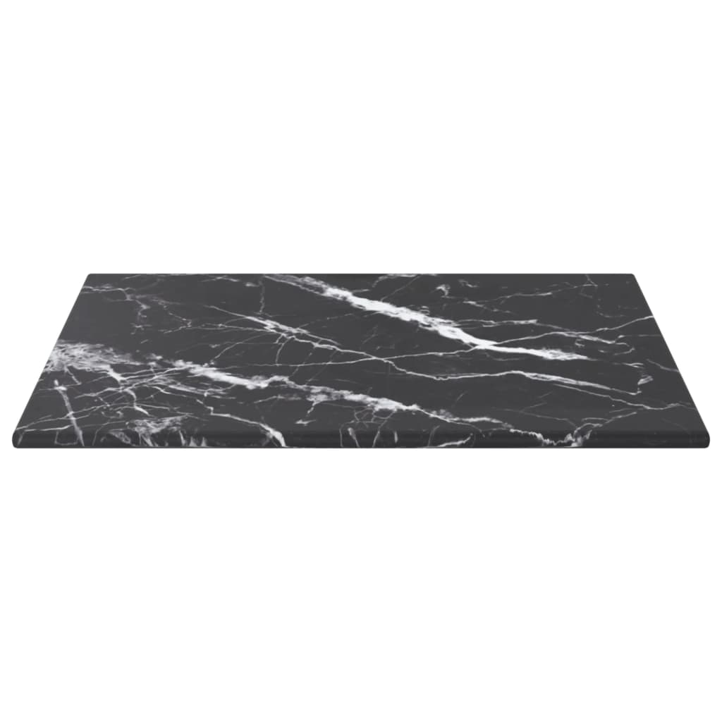 vidaXL Plateau de table noir 30x30 cm en verre trempé 6 mm aspect marbre