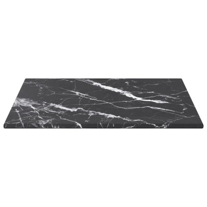 vidaXL Plateau de table noir 30x30 cm en verre trempé 6 mm aspect marbre